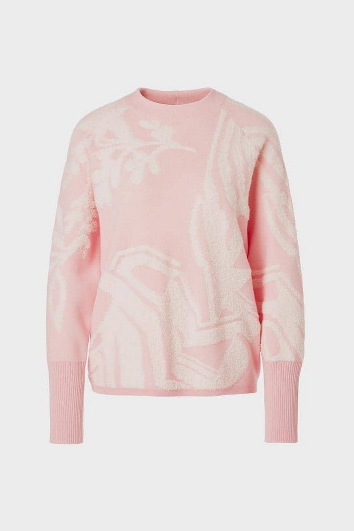 Pull reliefprint wol katoen in de kleur roze wit van het merk Marc Cain