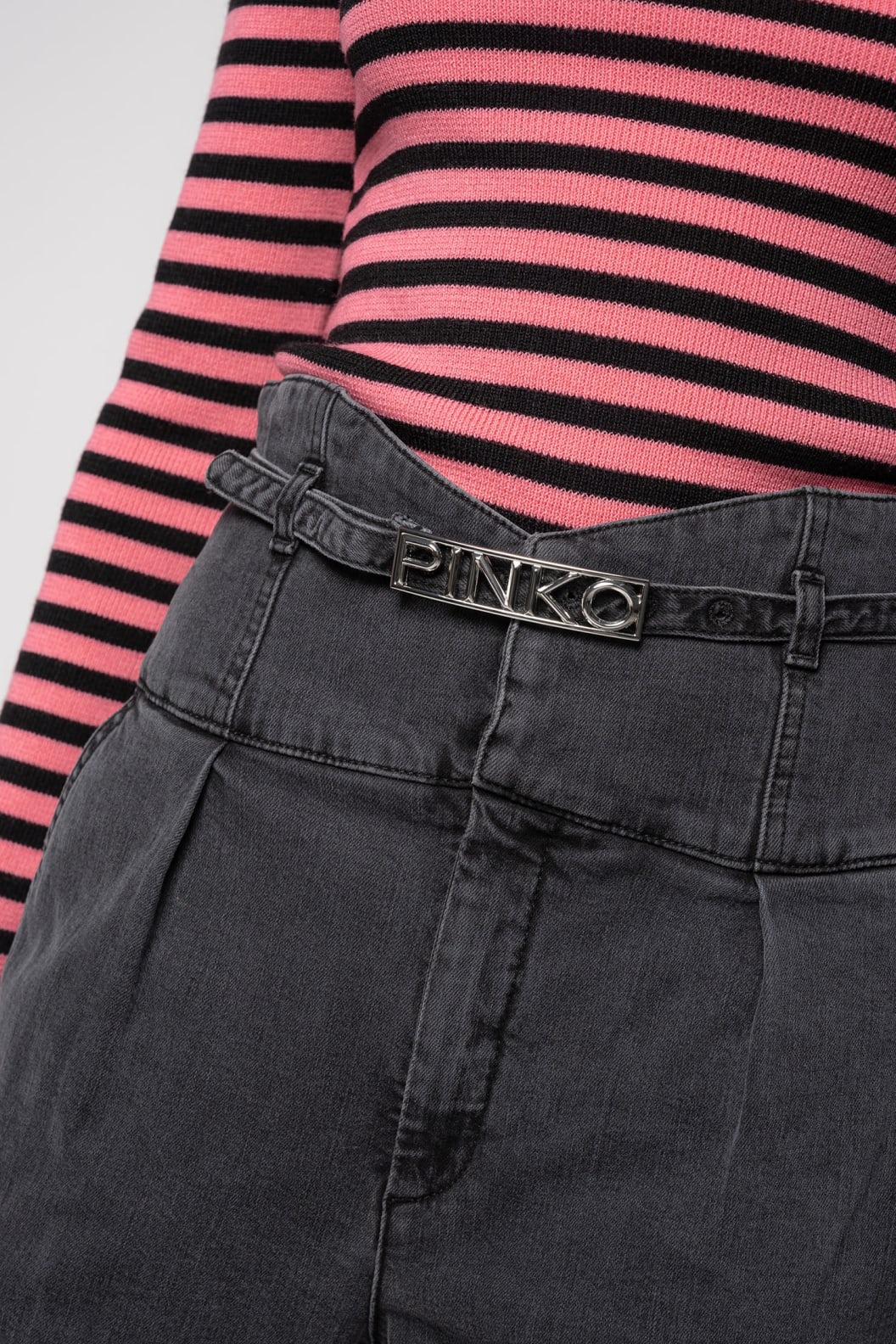 Pinko - ARIEL I90 - Jeans hoge taille riempje dark grey