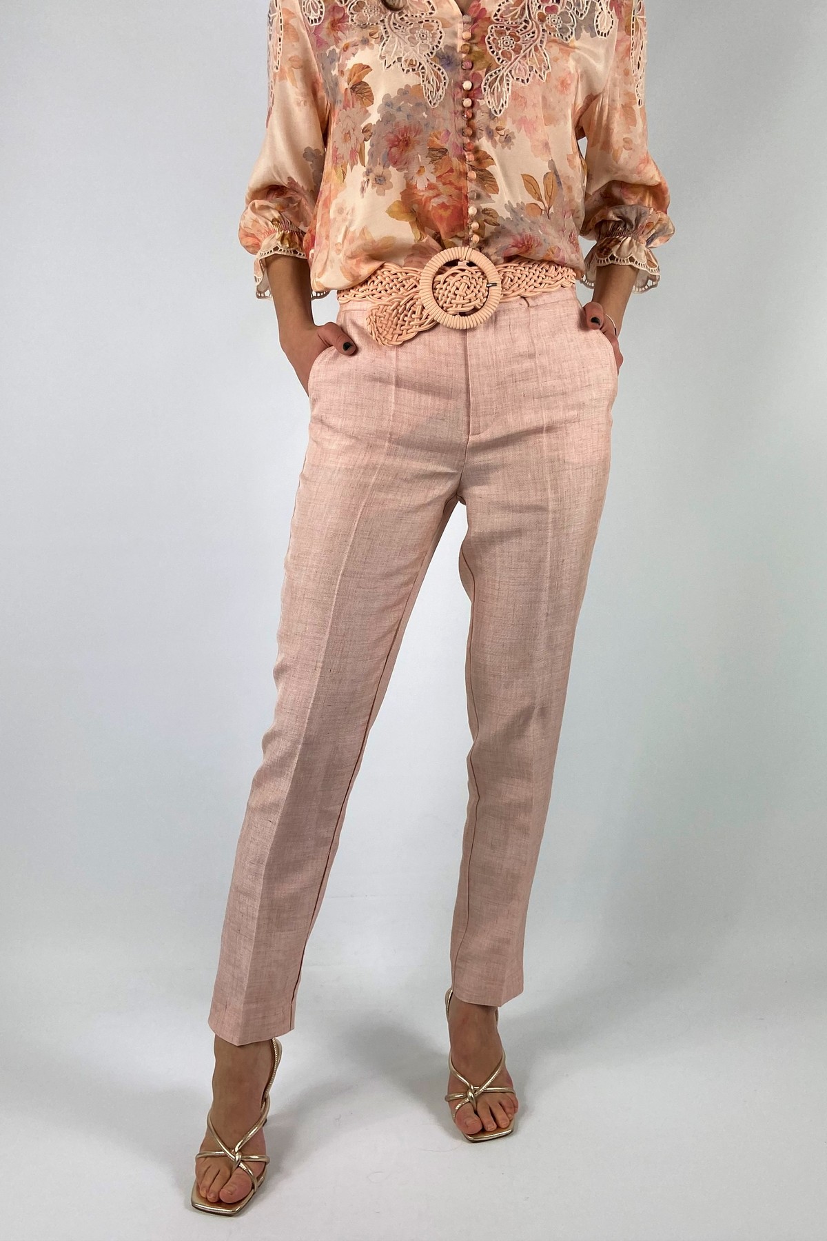 Broek italiaans linnen in de kleur pink van het merk Oscar the collection