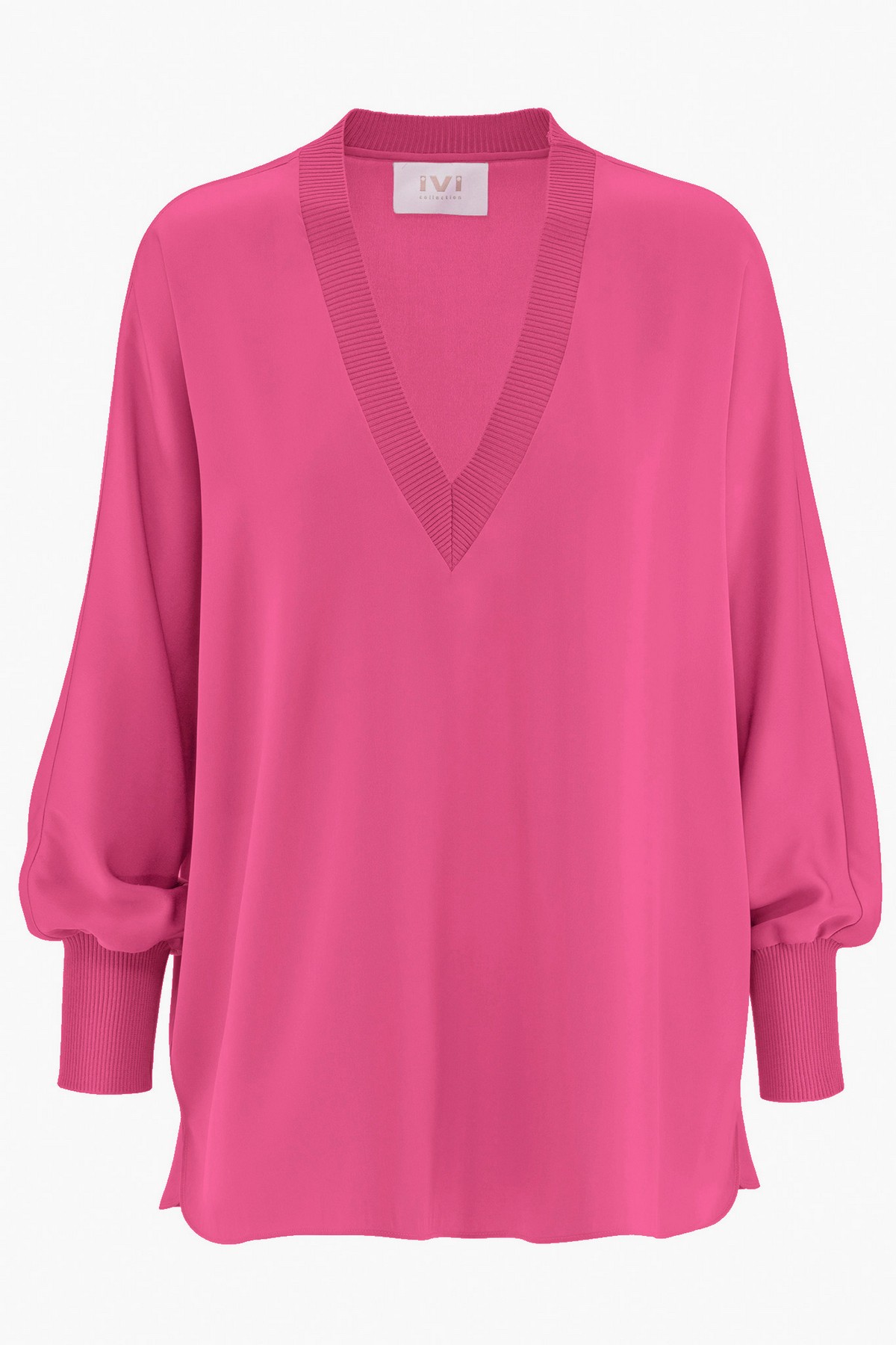 Shirtbloes zijde uni in de kleur pink van het merk Ivi Collection