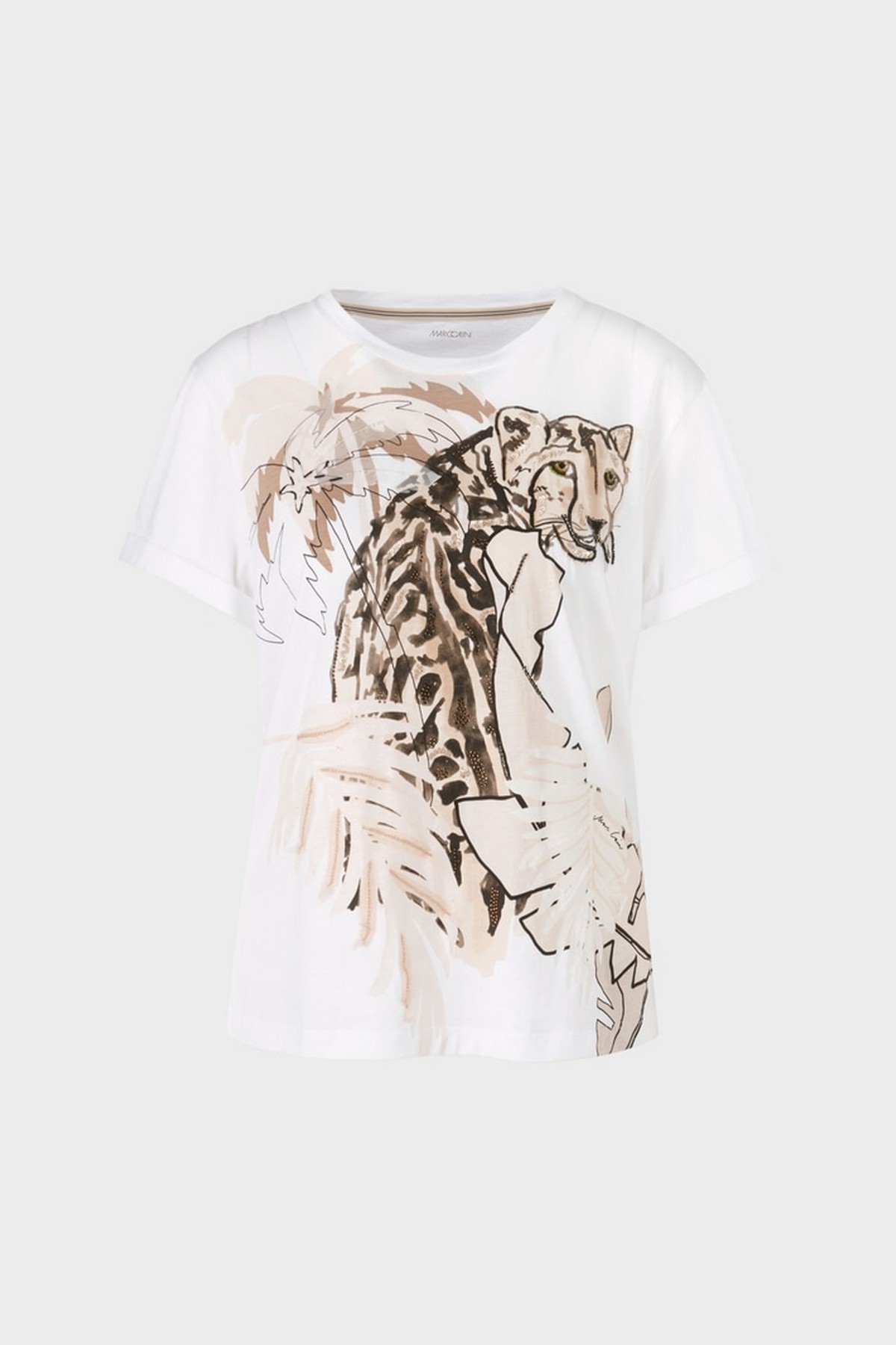 T-shirt met diermotief in de kleur wit zand van het merk Marc Cain Collections