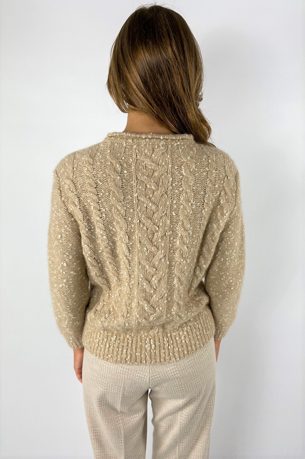 Pull bicolor kabelmotief - Anneclaire