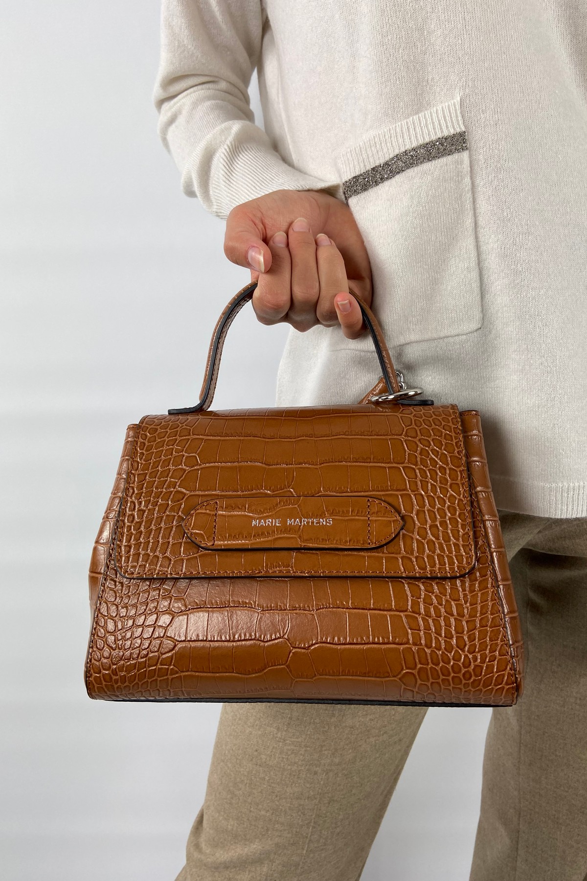 Beaumonde - mini handbag brown croco - Marie Martens