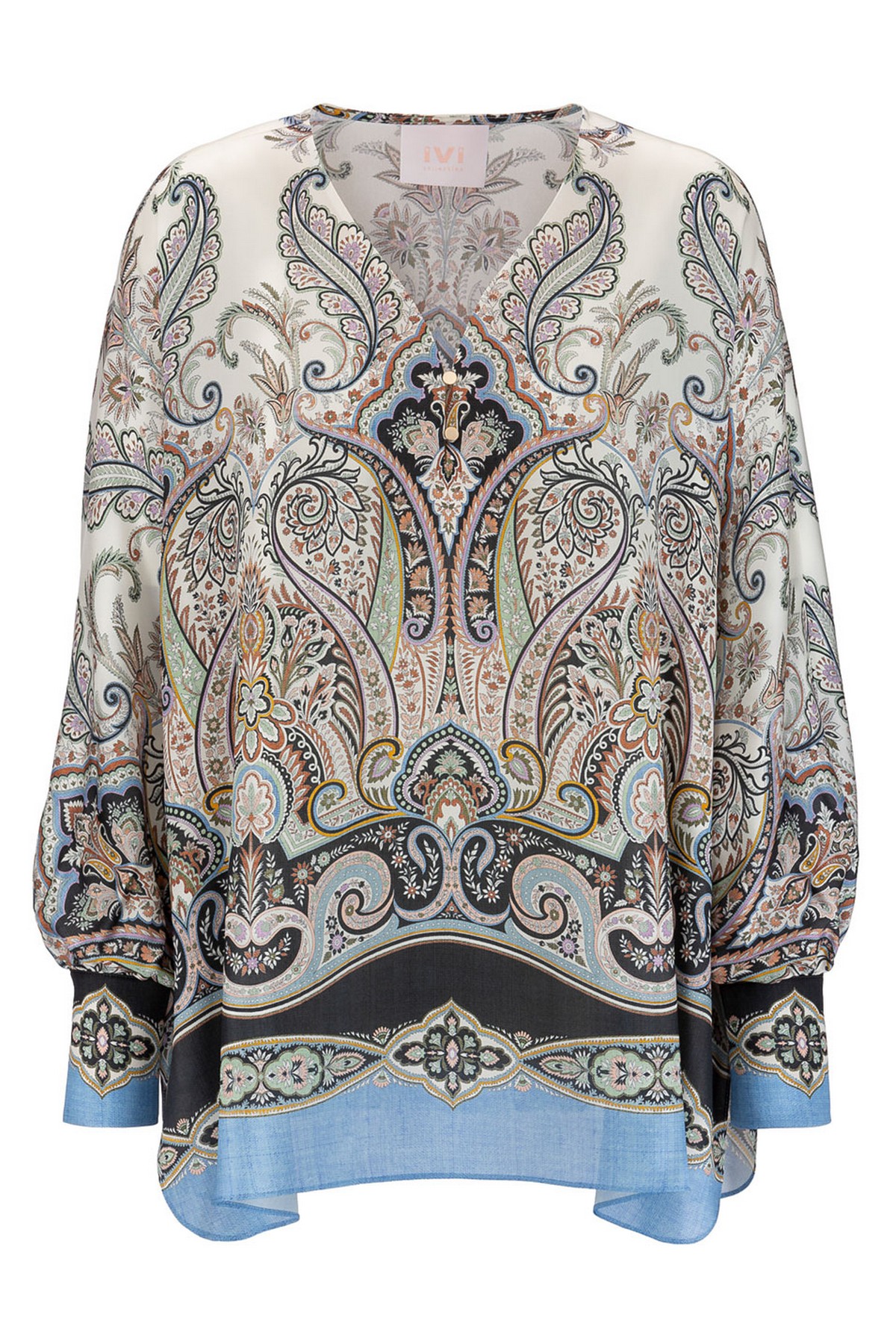 Shirtbloes V paisleyprint in de kleur ecru van het merk Ivi Collection