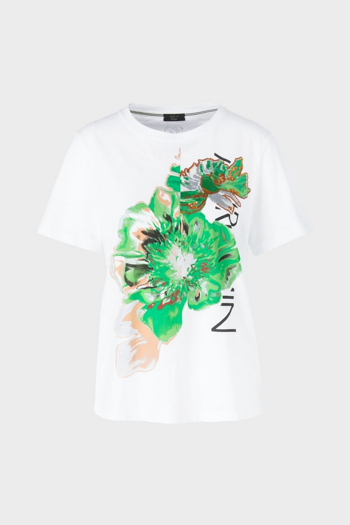 T-shirt bloem Marc Cain in de kleur wit groen van het merk Marc Cain Collections
