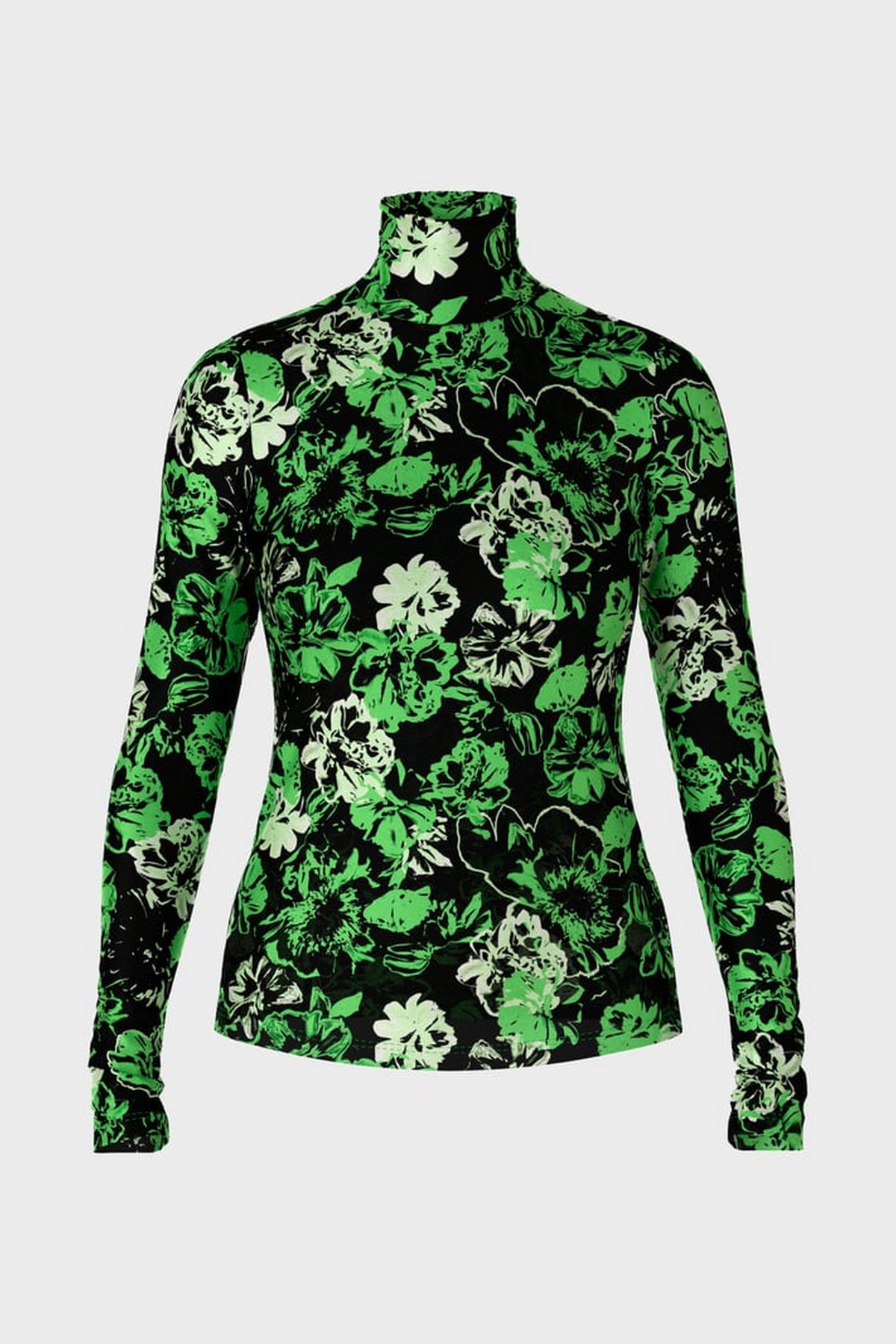 Truitje rolkraag bloemprint in de kleur zwart groen van het merk Marc Cain Collections