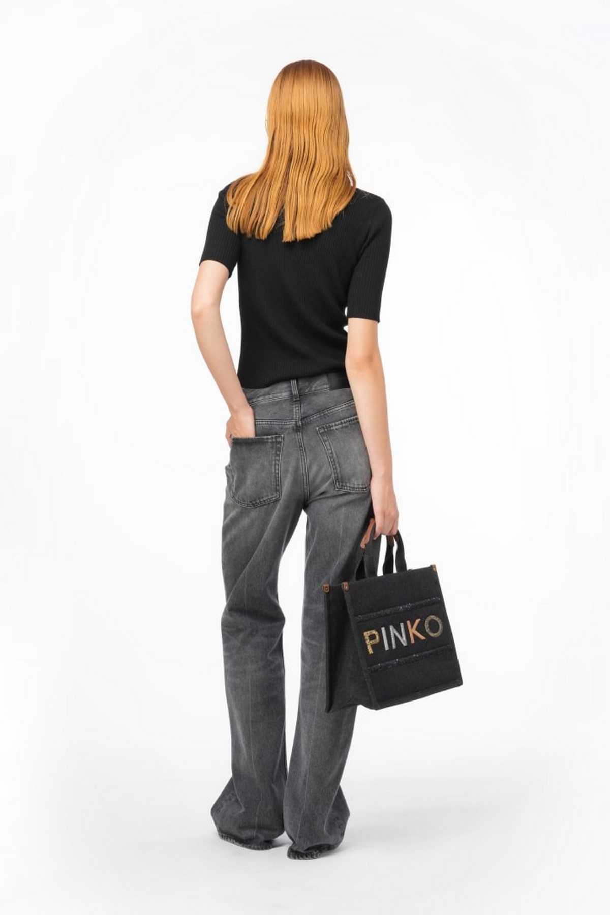 Pinko - Tritone Z99 - Trui rib Pinko logo zwart - uitverkocht