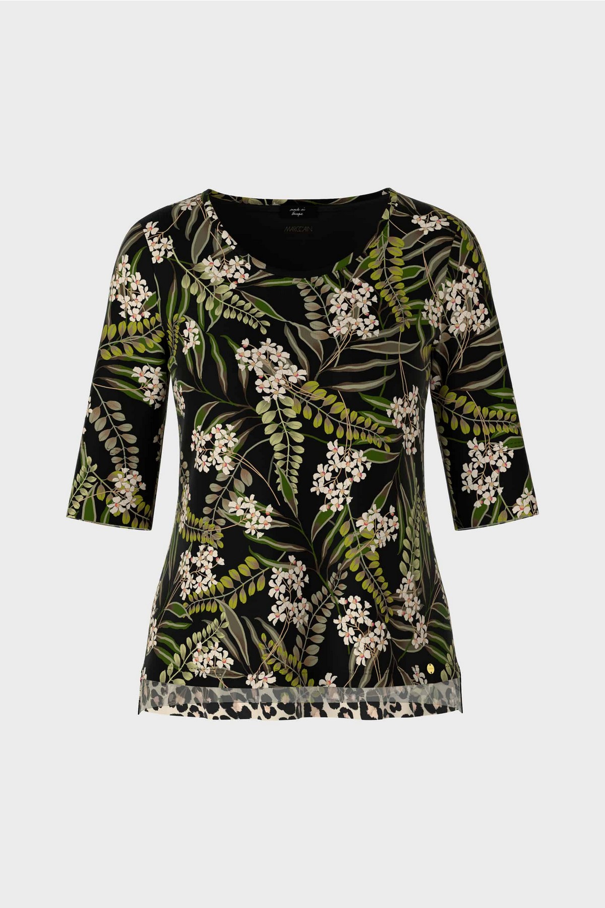 T-shirt floral print in de kleur zwart groen van het merk Marc Cain Collections